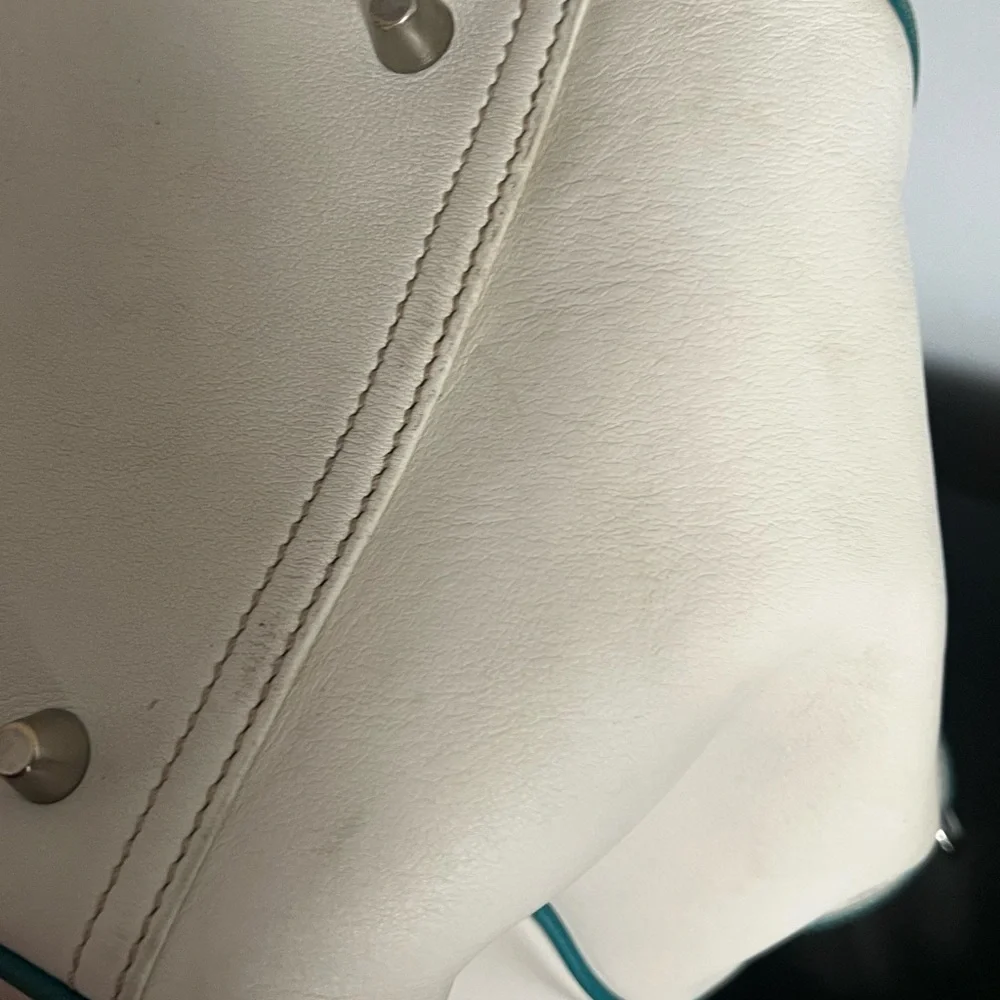 Vintage Y2K 2003 Coach Teal/Yellow/White Hampton Carryall 9286